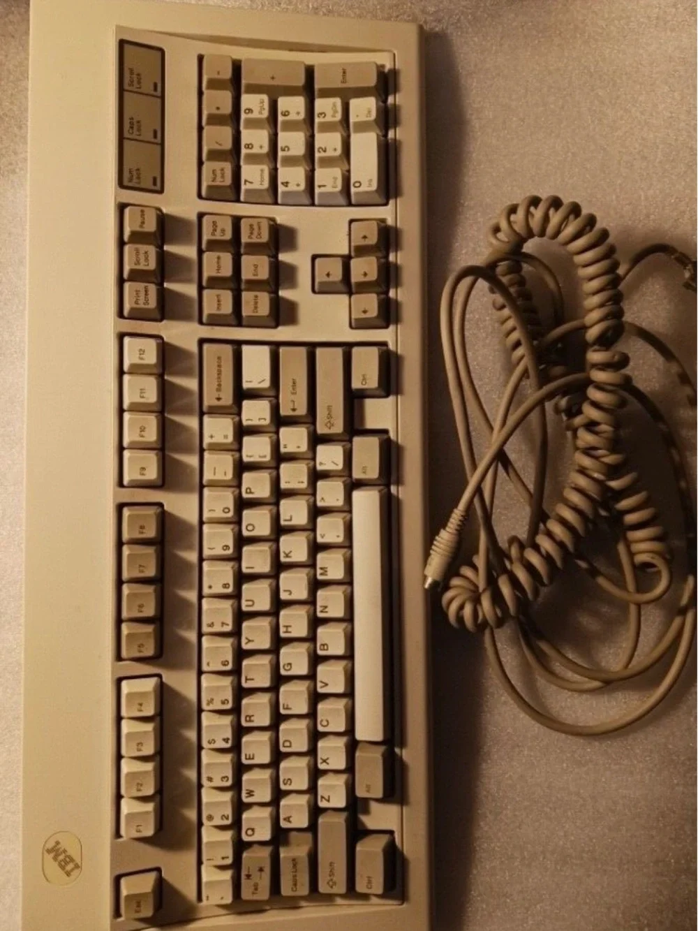 Vintage IBM model M Beige Full-Size Coiled Cable Mechanical Keyboard